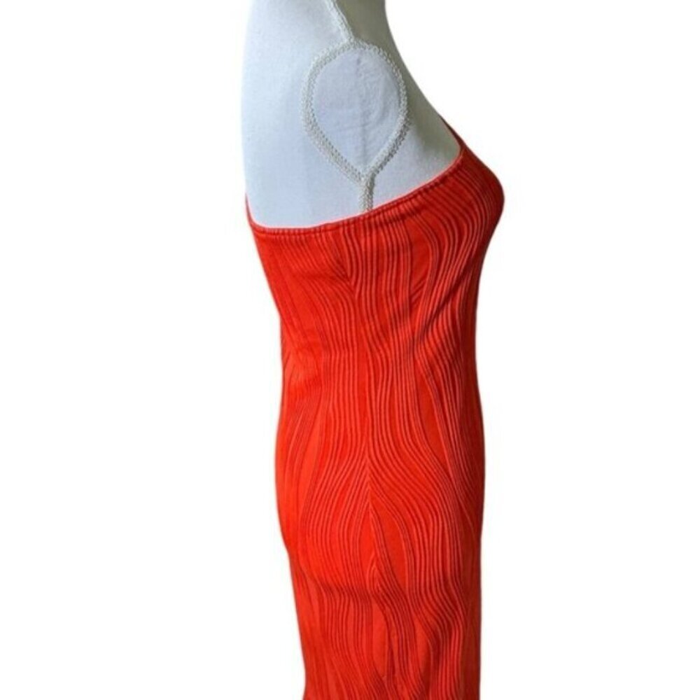 Derek Heart Gown One Shoulder Sleek Bodycon Maxi Dress Wavy Geometric Medium - Picture 11 of 16